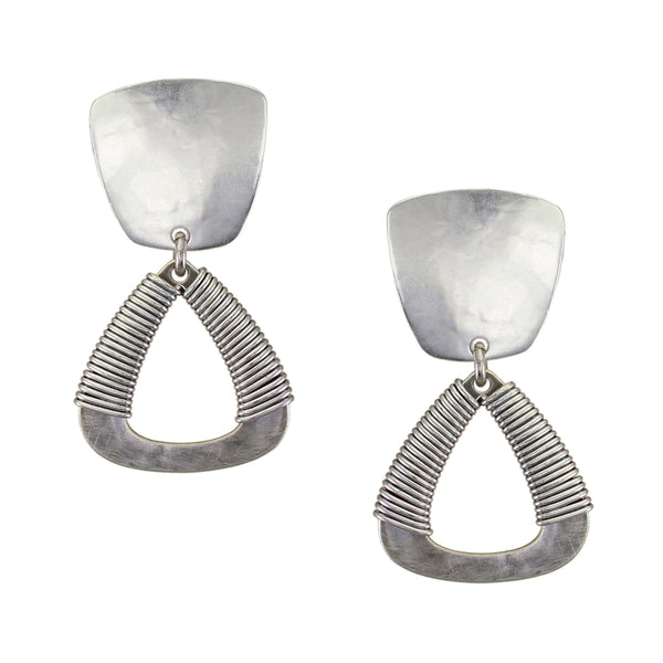Tapered Square with Wire Wrapped Teardrop Clip or Post Earring