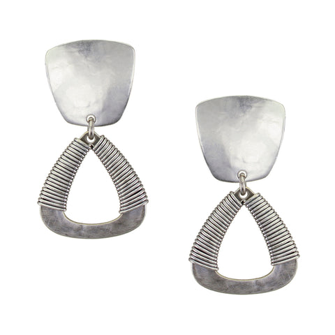 Tapered Square with Wire Wrapped Teardrop Clip or Post Earring