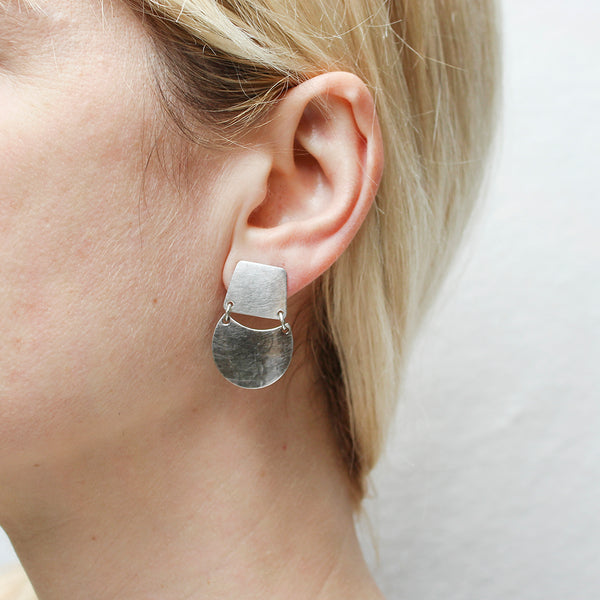 Tapered Square with Crescent Post Earring