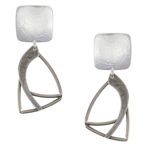 Square with Arching Hoop Clip or Post Earring