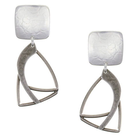Square with Arching Hoop Clip or Post Earring