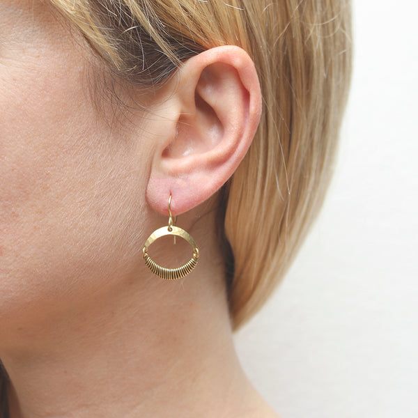 Hinged Crescents with Wire Wrapping Earring