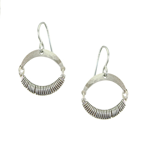 Hinged Crescents with Wire Wrapping Earring