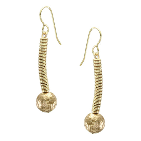 Wire Wrapped Curve with Textured Bead Wire Earring