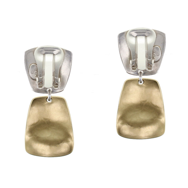 Tapered Square with Rounded Tapered Rectangle Clip or Post Earring