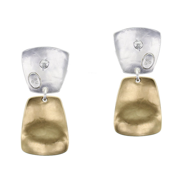 Tapered Square with Rounded Tapered Rectangle Clip or Post Earring