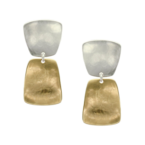 Tapered Square with Rounded Tapered Rectangle Clip or Post Earring