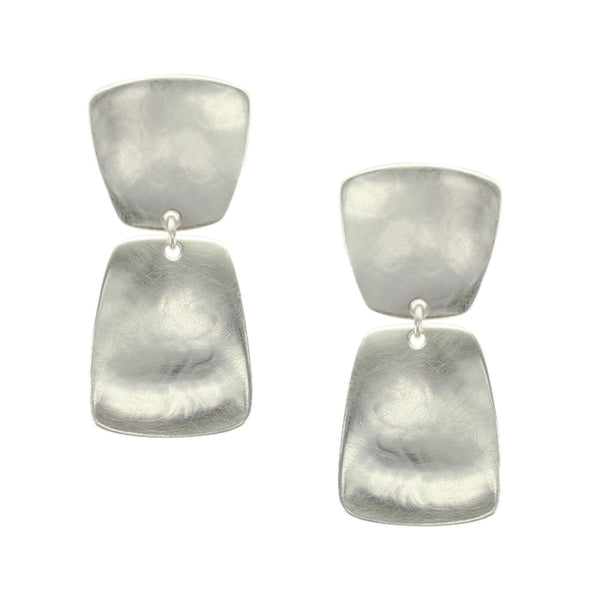 Tapered Square with Rounded Tapered Rectangle Clip or Post Earring