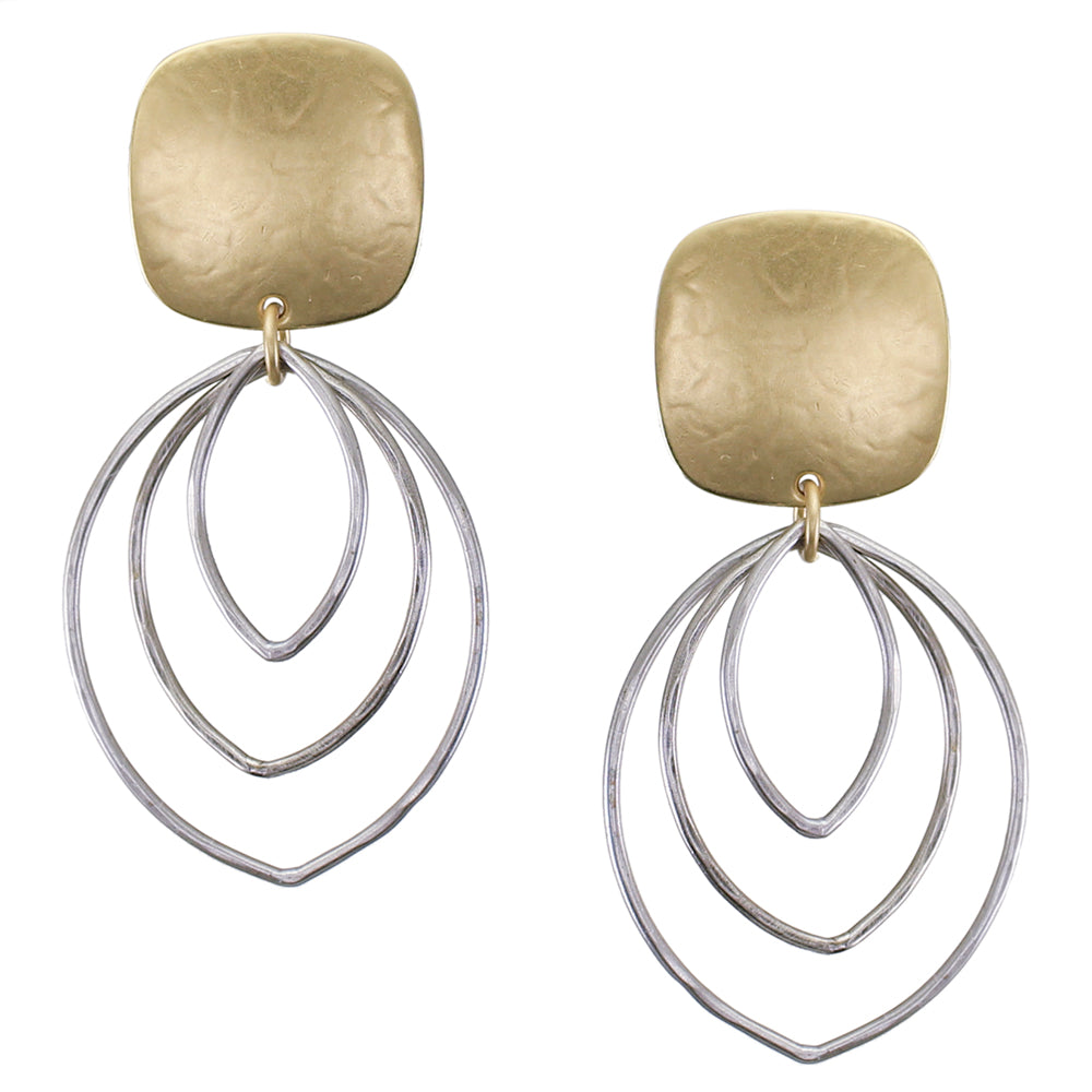 Square with Leaf Rings Clip Earring