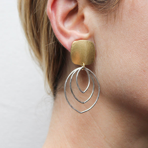 Square with Leaf Rings Clip Earring