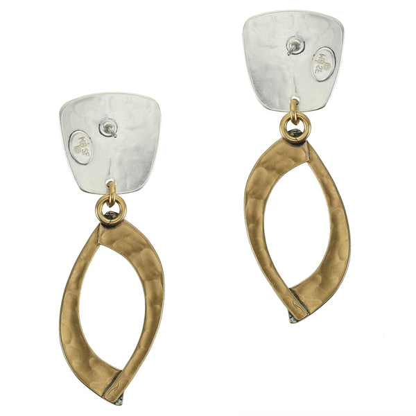 Tapered Square with Layered Swoops Post or Clip Earring