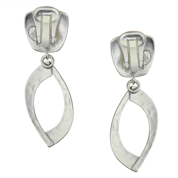 Tapered Square with Layered Swoops Post or Clip Earring