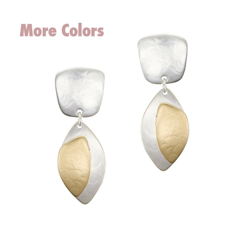Small Taper with Layered Leaf Clip or Post Earrings