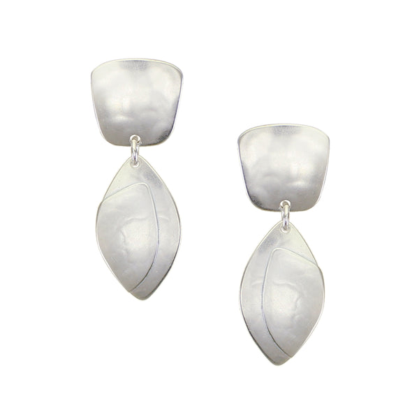 Small Taper with Layered Leaf Clip or Post Earrings