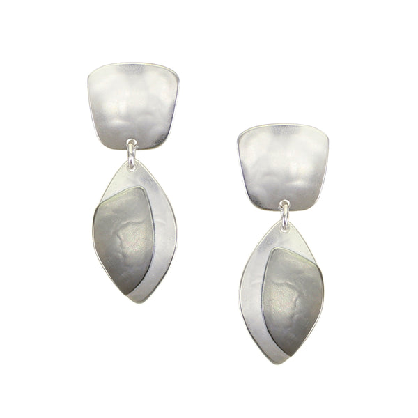 Small Taper with Layered Leaf Clip or Post Earrings