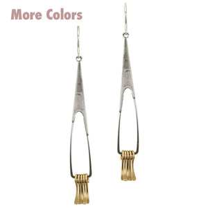 Long Triangular Hoop with Fringe Earring