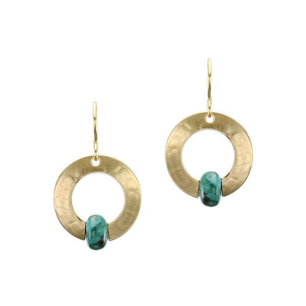 Wide Ring and Beads Wire Earrings