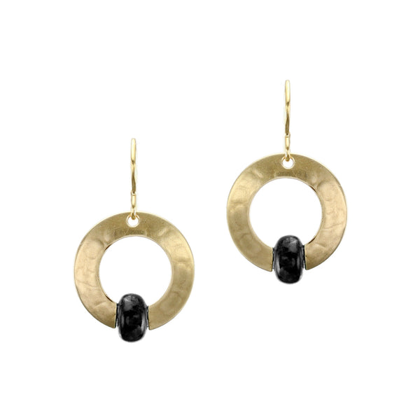 Wide Ring and Beads Wire Earrings