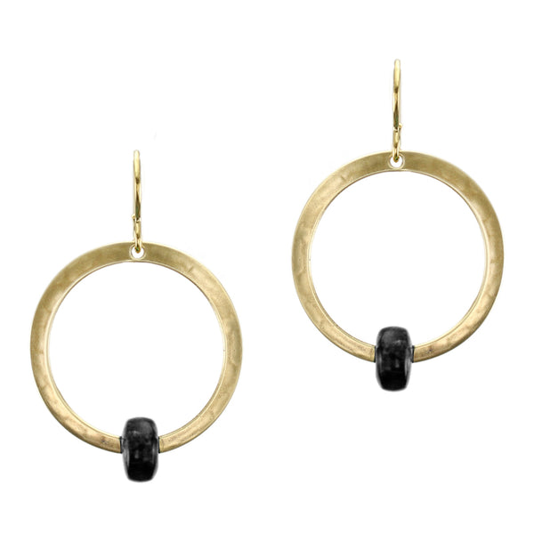 Large Ring and Beads Wire Earrings