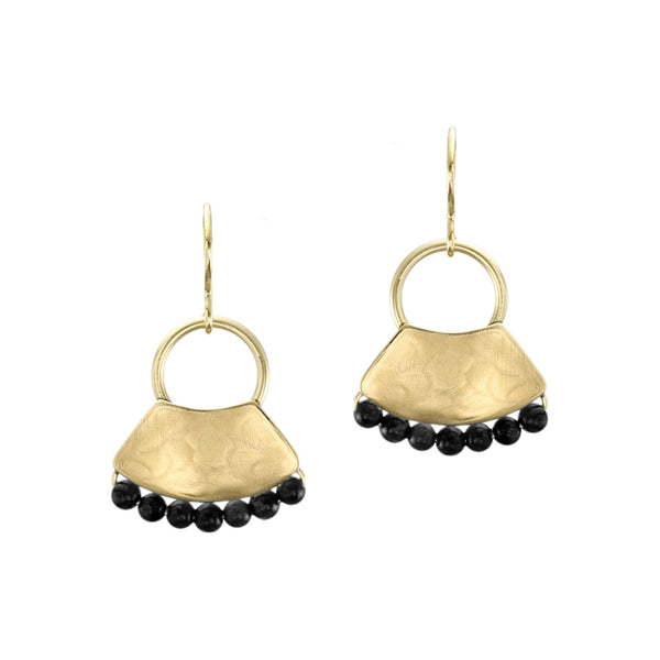 Hoop with Fan and Beads Wire Earrings
