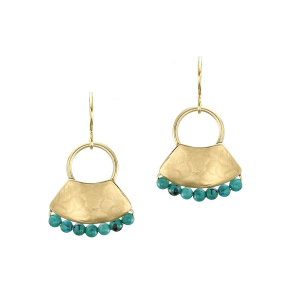 Hoop with Fan and Beads Wire Earrings