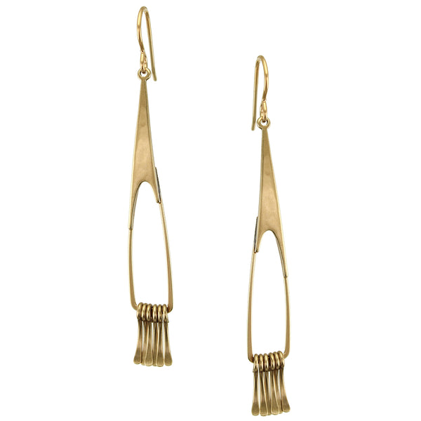 Long Triangular Hoop with Fringe Earring