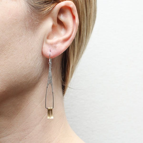 Long Triangular Hoop with Fringe Earring