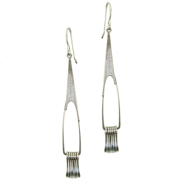 Long Triangular Hoop with Fringe Earring
