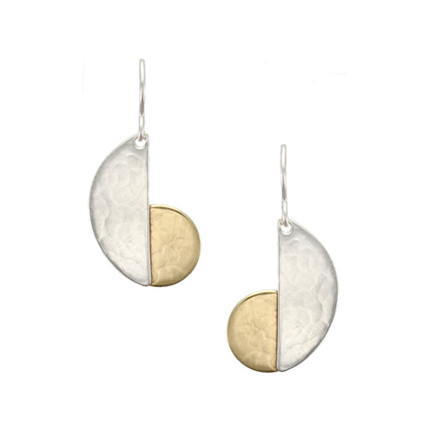 Brass and Silver Semi Circles Wire Earring