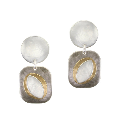 Disc with Rectangle, Oval, and Leaf Post Earring