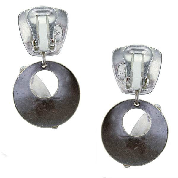 Tapered Square with Disc and Leaf Earring
