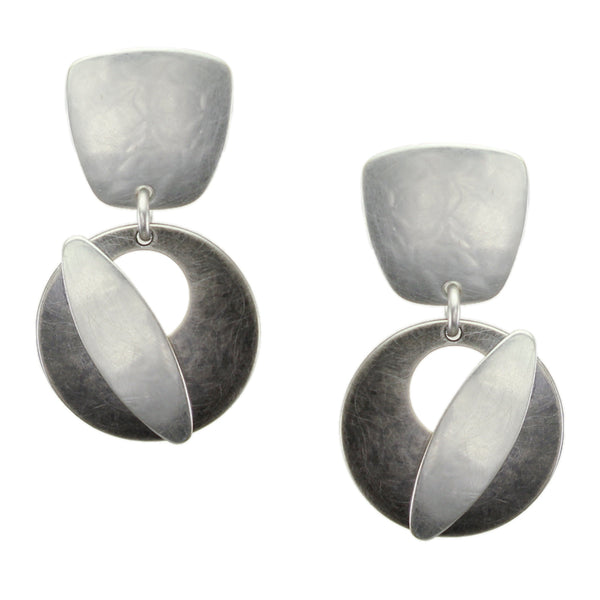 Tapered Square with Disc and Leaf Earring