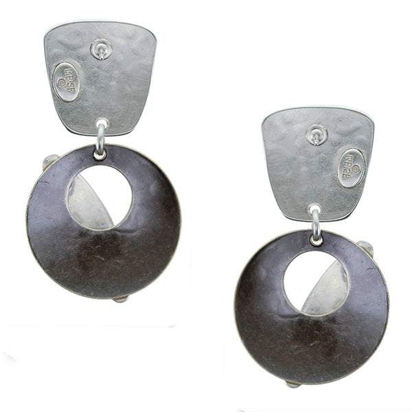 Tapered Square with Disc and Leaf Earring