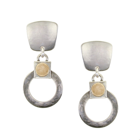 Small Taper with Ring, Disc and Square Post Earring