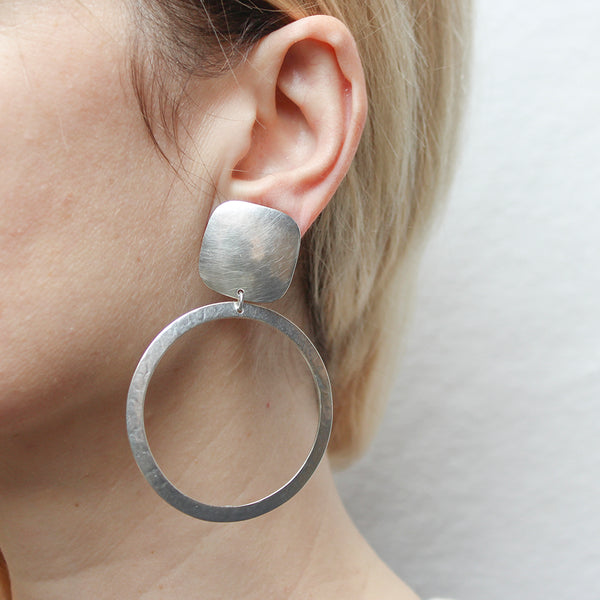 Rounded Square with Extra Large Wide Ring Clip Earring