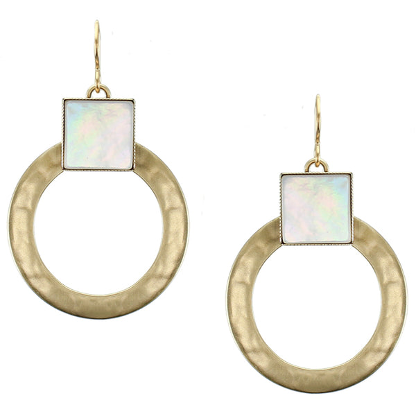 Mother of Pearl Door Knocker Wire Earrings