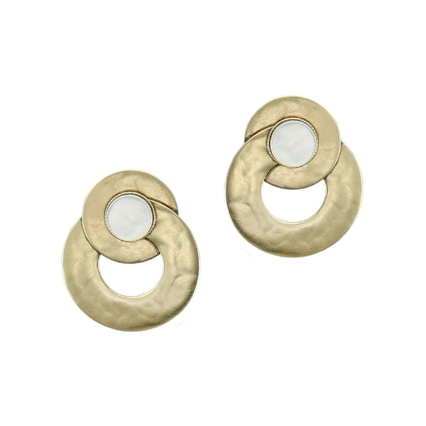 Interlocking Rings with Mother of Pearl Clip or Post Earring