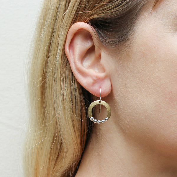 Ring with Silver Beads Wire Earring