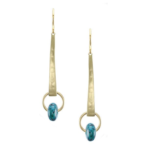 Taper with Ring and Beads Wire Earrings