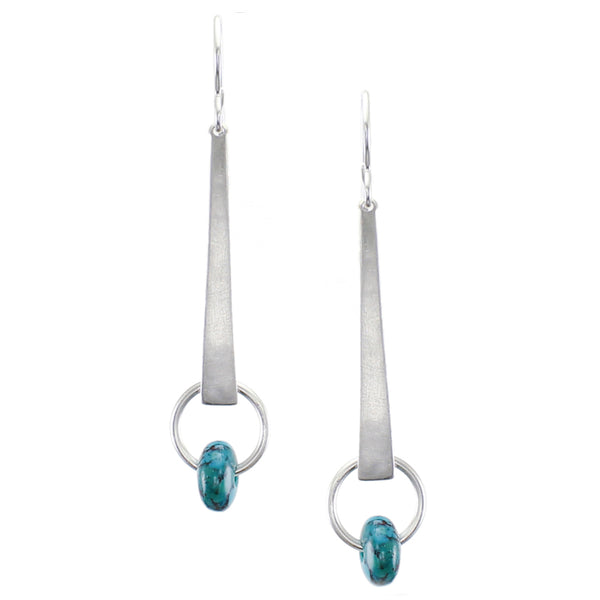 Taper with Ring and Beads Wire Earrings