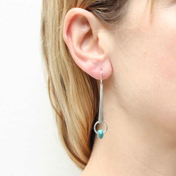 Taper with Ring and Beads Wire Earrings