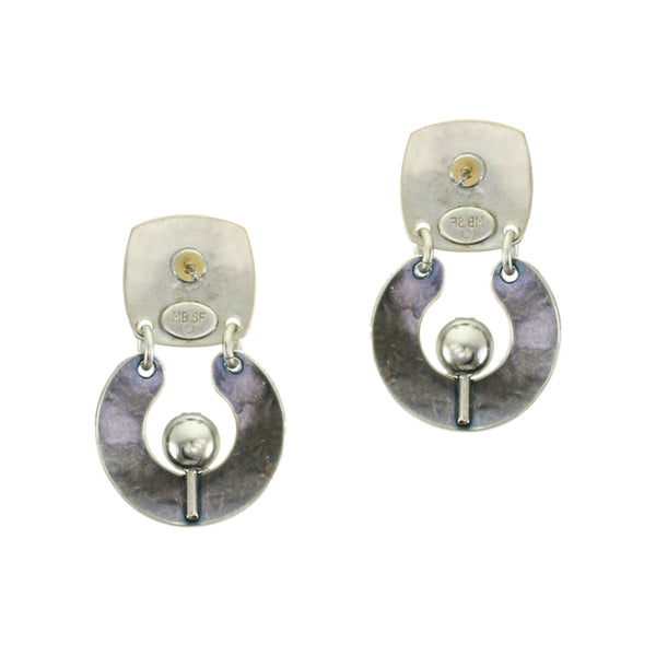 Square with Horseshoe and Bead Post Earring