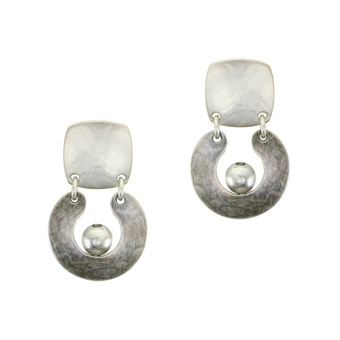 Square with Horseshoe and Bead Post Earring