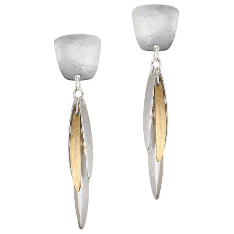 Tapered Square with Rounded Leaves Clip or Post Earrings