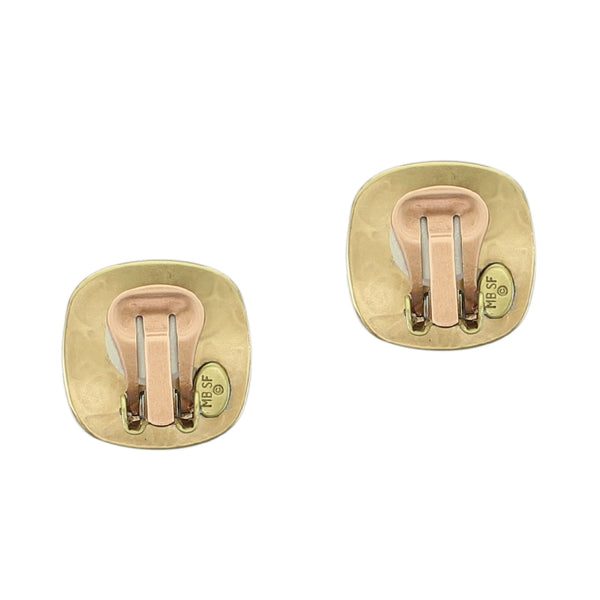 Medium Rounded Square with Black Clip or Post Earring