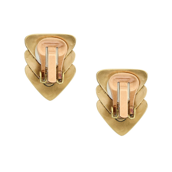 Small Layered Triangles Clip or Post Earring