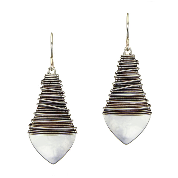 Long Teardrop with Heavy Wire Wrapping Wire Earring