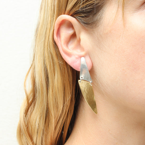 Hinged Swoops Post or Clip Earring