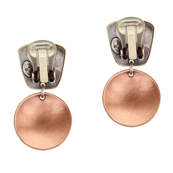 Tapered Square with Textured Discs Post or Clip Earring