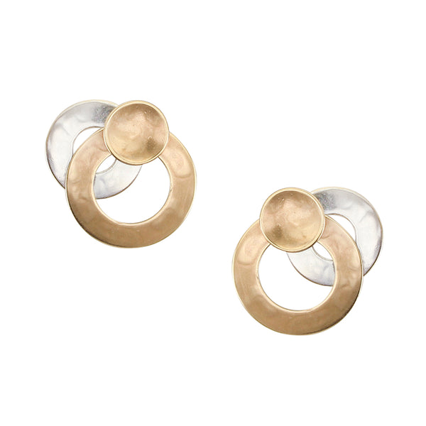 Medium Layered Rings with Dished Disc Post Earring
